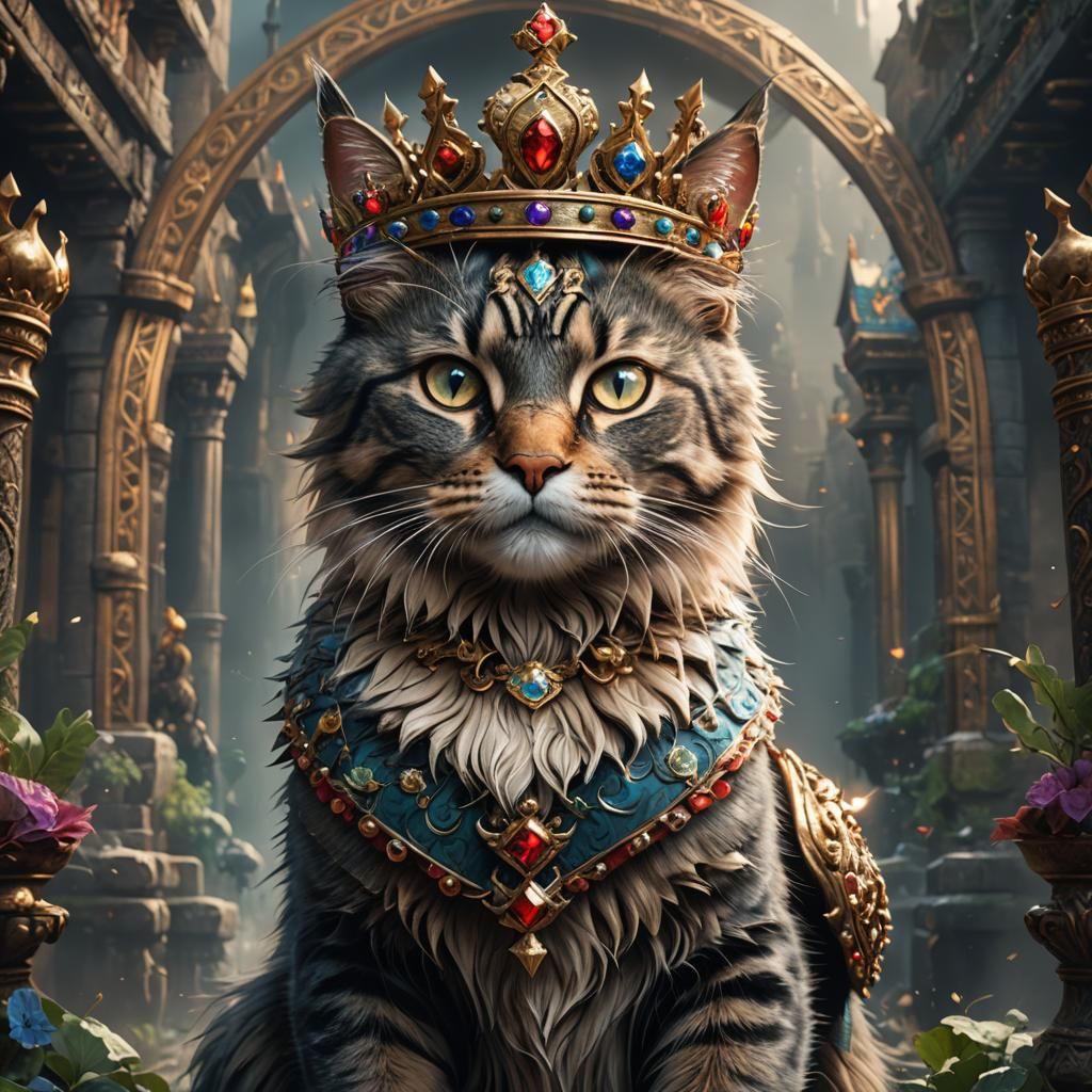 Crowned Cat: Detailed Fantasy Concept Art