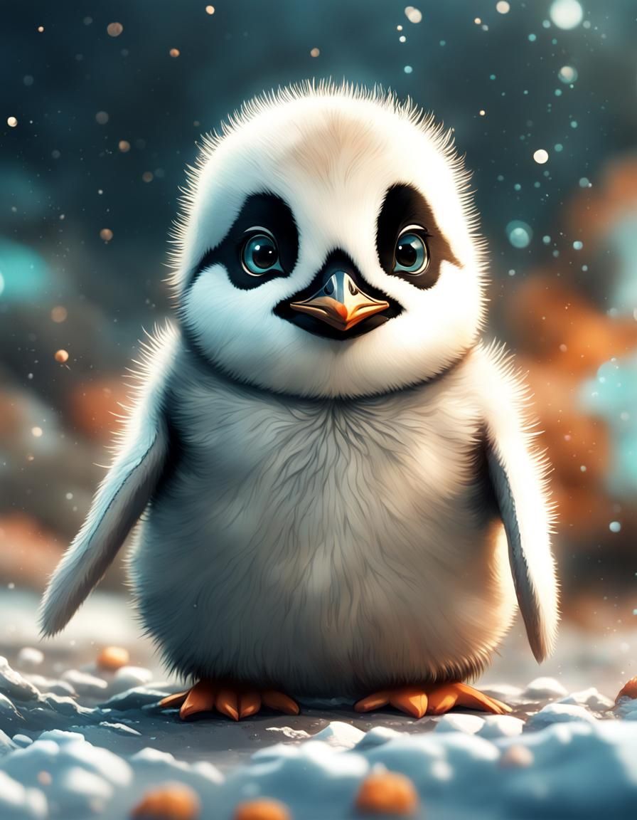 Opulent-Eyed Penguin: Hyperdetailed Friendship Fantasy Art