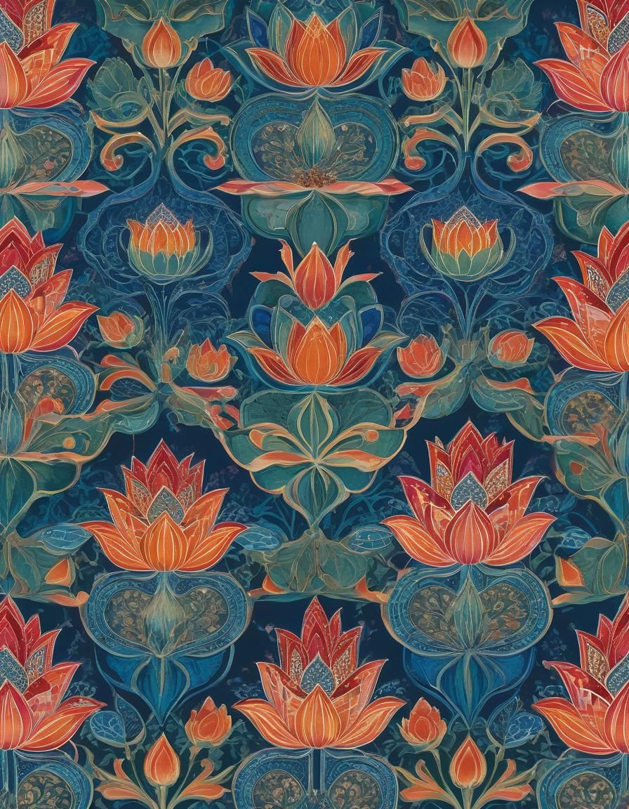 Indian-Inspired Lotus Flower Wallpaper Design