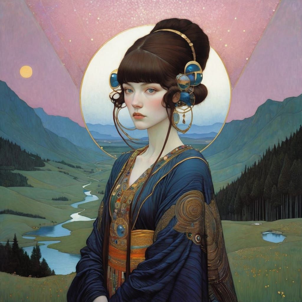 Ornate Abstract Portrait in Art Nouveau Style