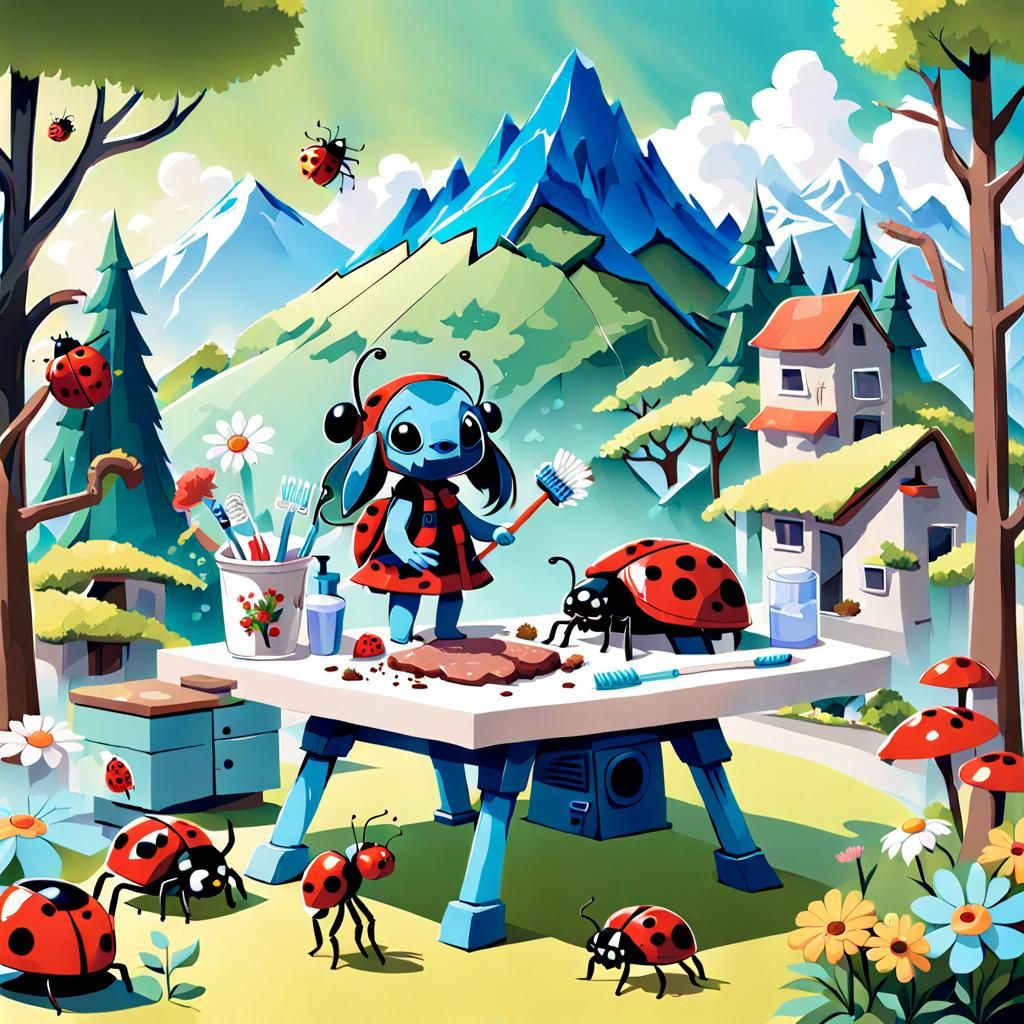 Surreal Doll Girl in a Spider-Infested Landscape