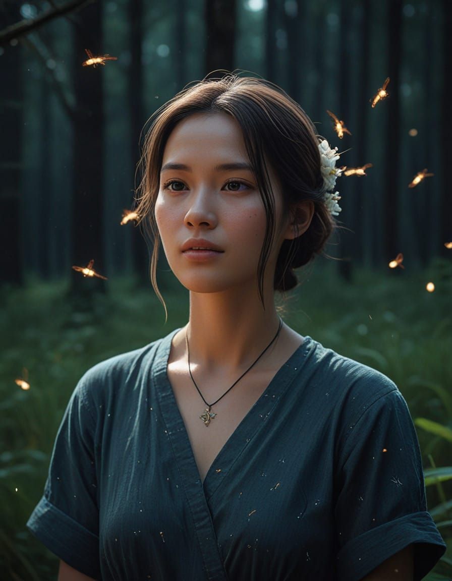 Ethereal Indonesian Goddess Radiates Soft, Glowing Light