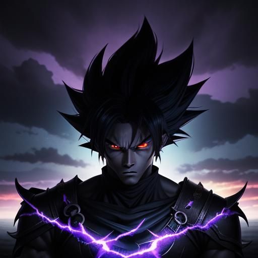 Goku Black in Desolate Wasteland: Dark Fantasy Anime