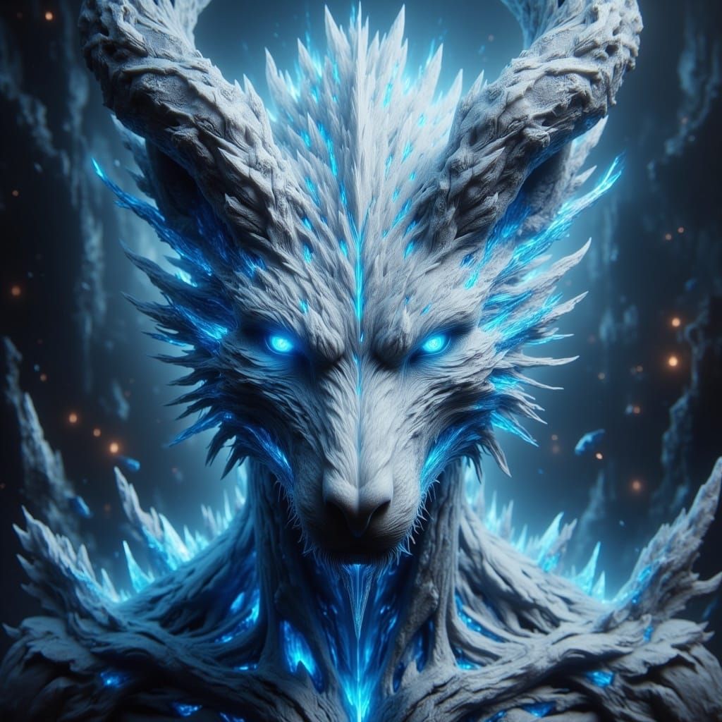 Majestic Dragon-Wolf Hybrid with Spiral Horns