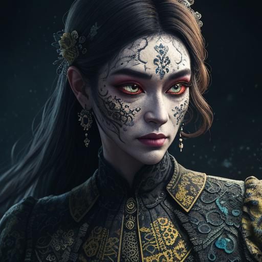 Abstract Construction with Batik Patterns and Fantasy Elemen...