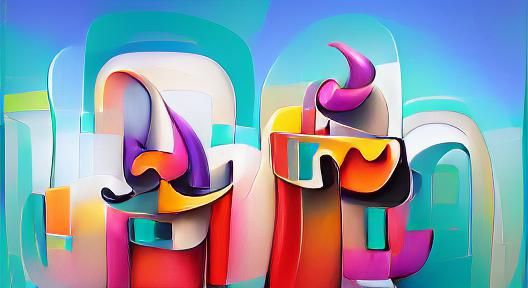 Bold Abstract Forms in Mid-Century Modern Style