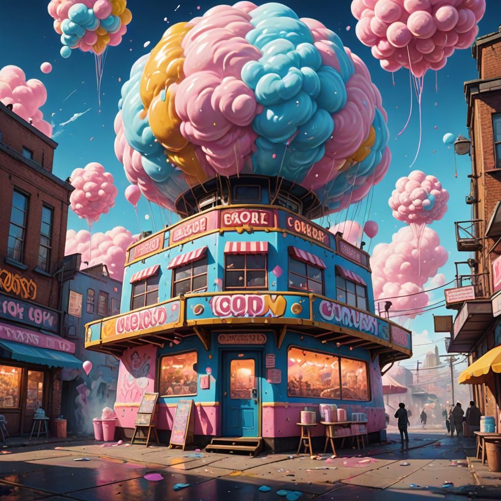 Cotton Candy Shop Airship: Vintage Graffiti Art