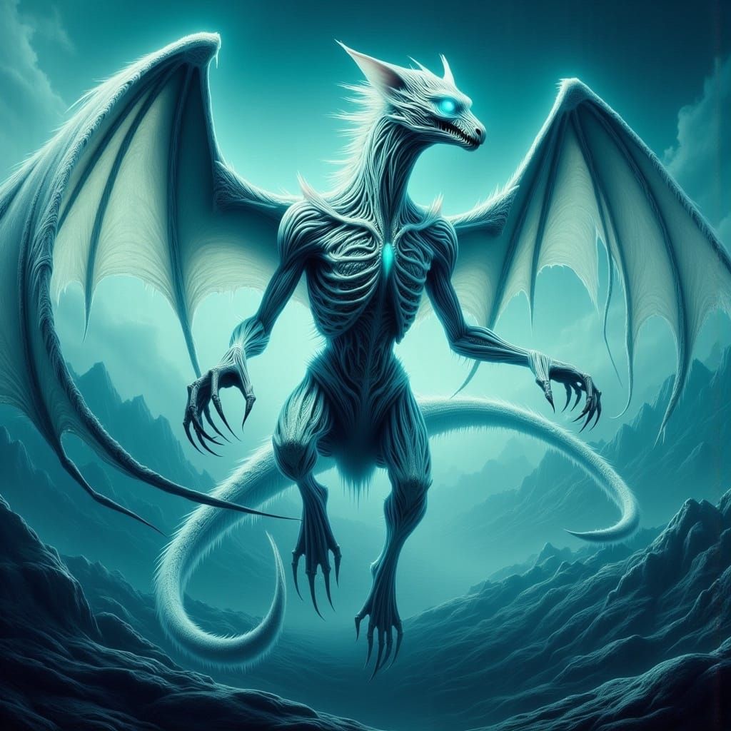 Iridescent Dragon in a Mystical Landscape