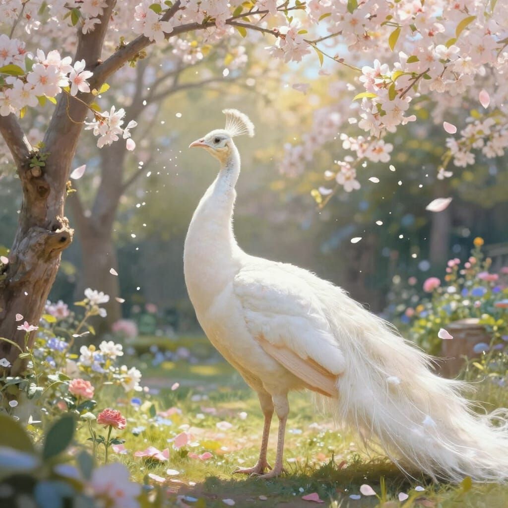 White Peacock in a Rococo Garden
