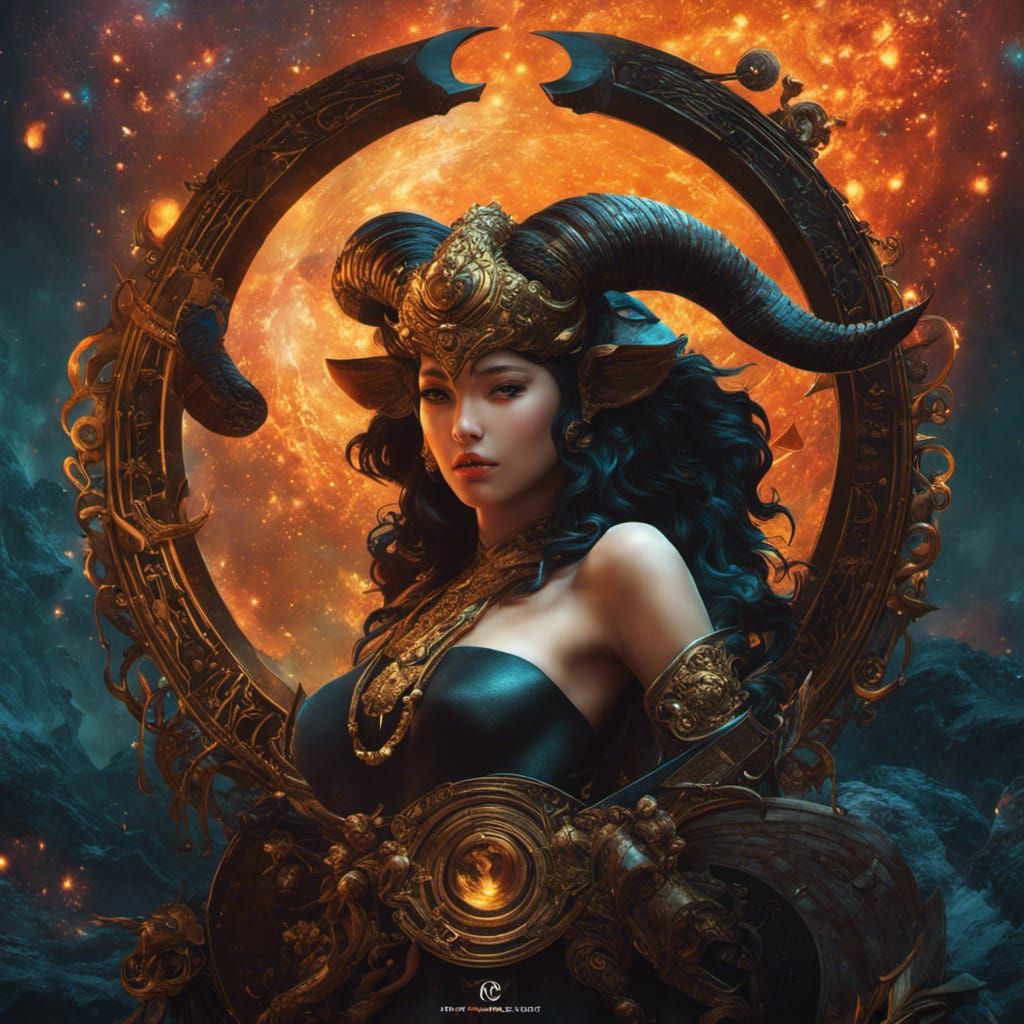 Zodiac Sign Capricorn: Vibrant, Hyperrealistic Symbol