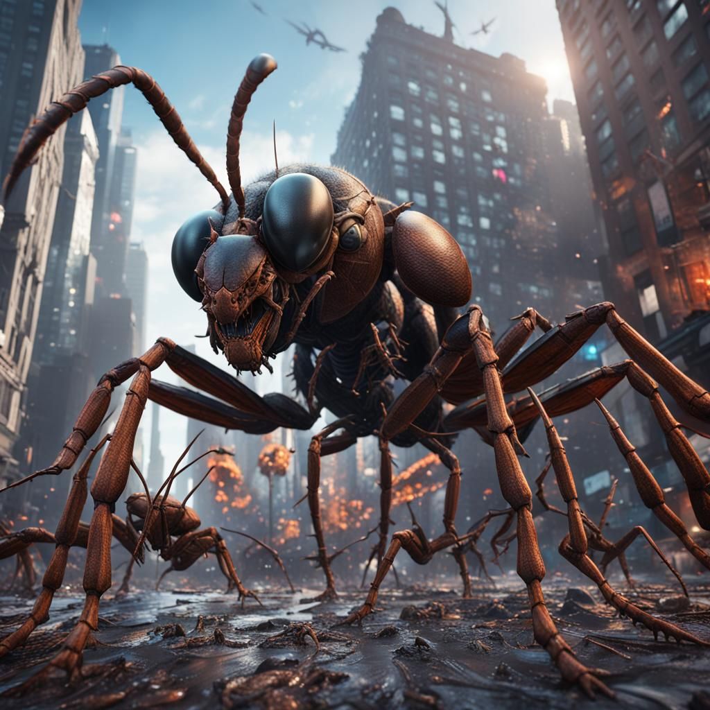 Giant Ant Invasion of New York: Detailed Matte Painting