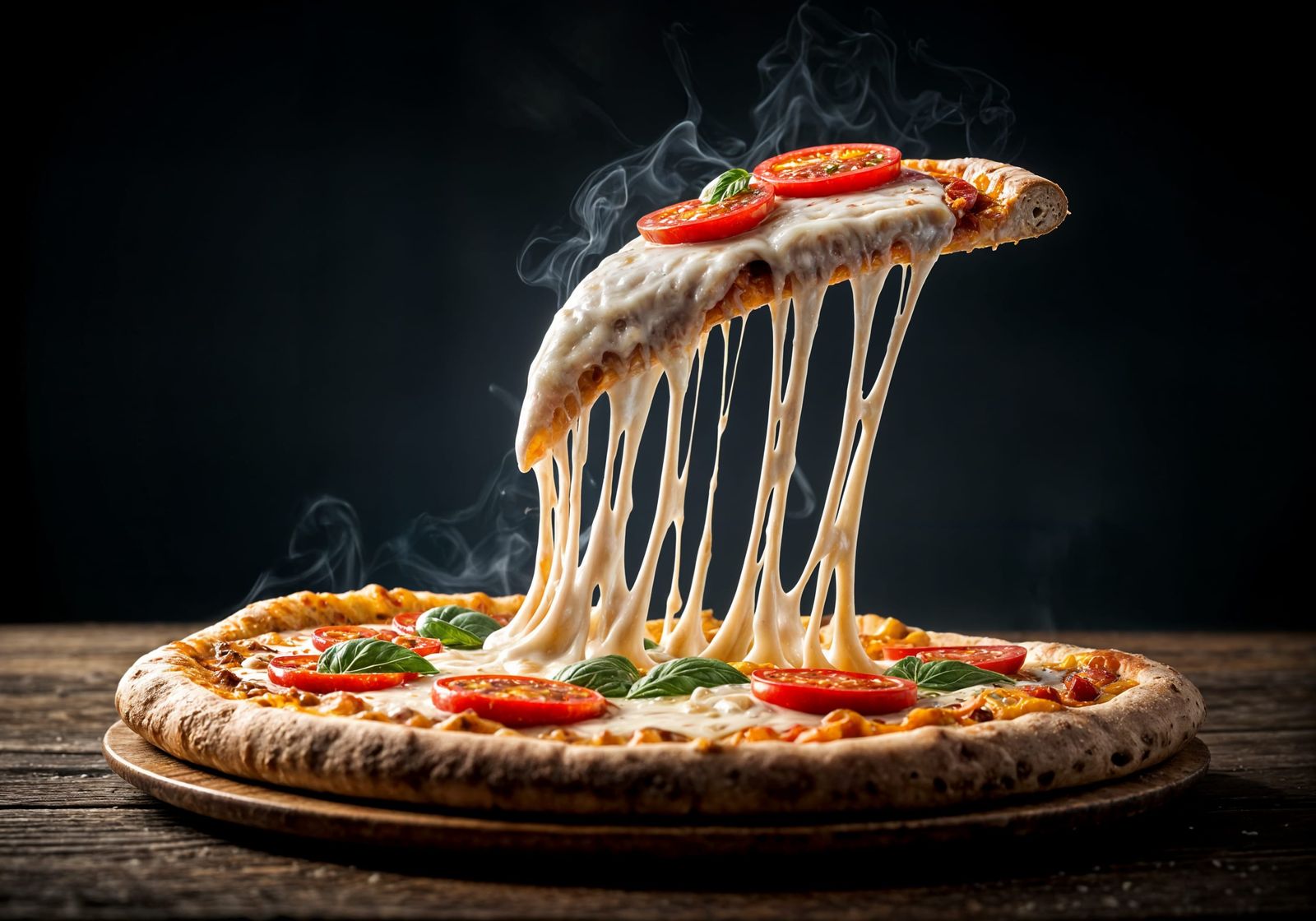 Mouth-Watering Close-Up of Pizza Slice with Melting Cheese