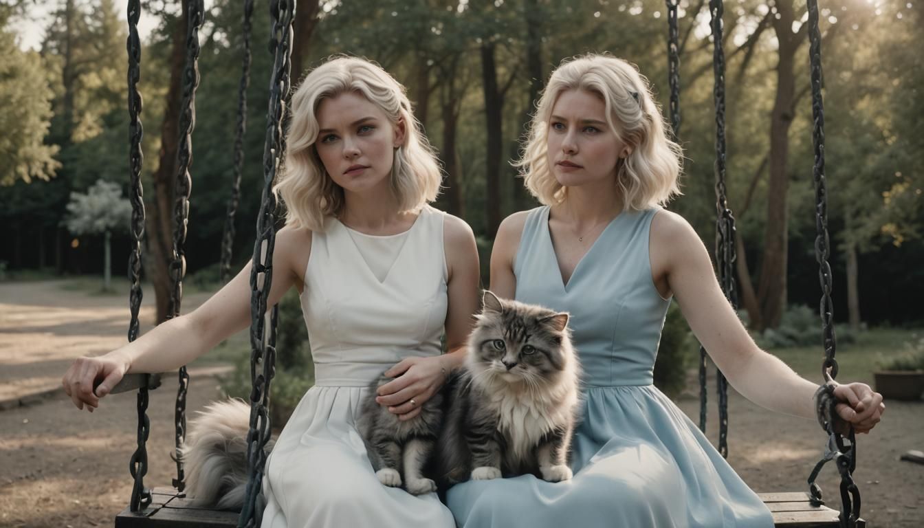 Monochrome Portrait of Woman with Cat in Film Noir Style