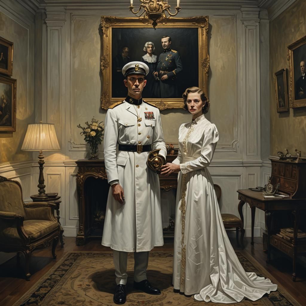 Dark Surrealist WWII Portrait with Dramatic Lighting