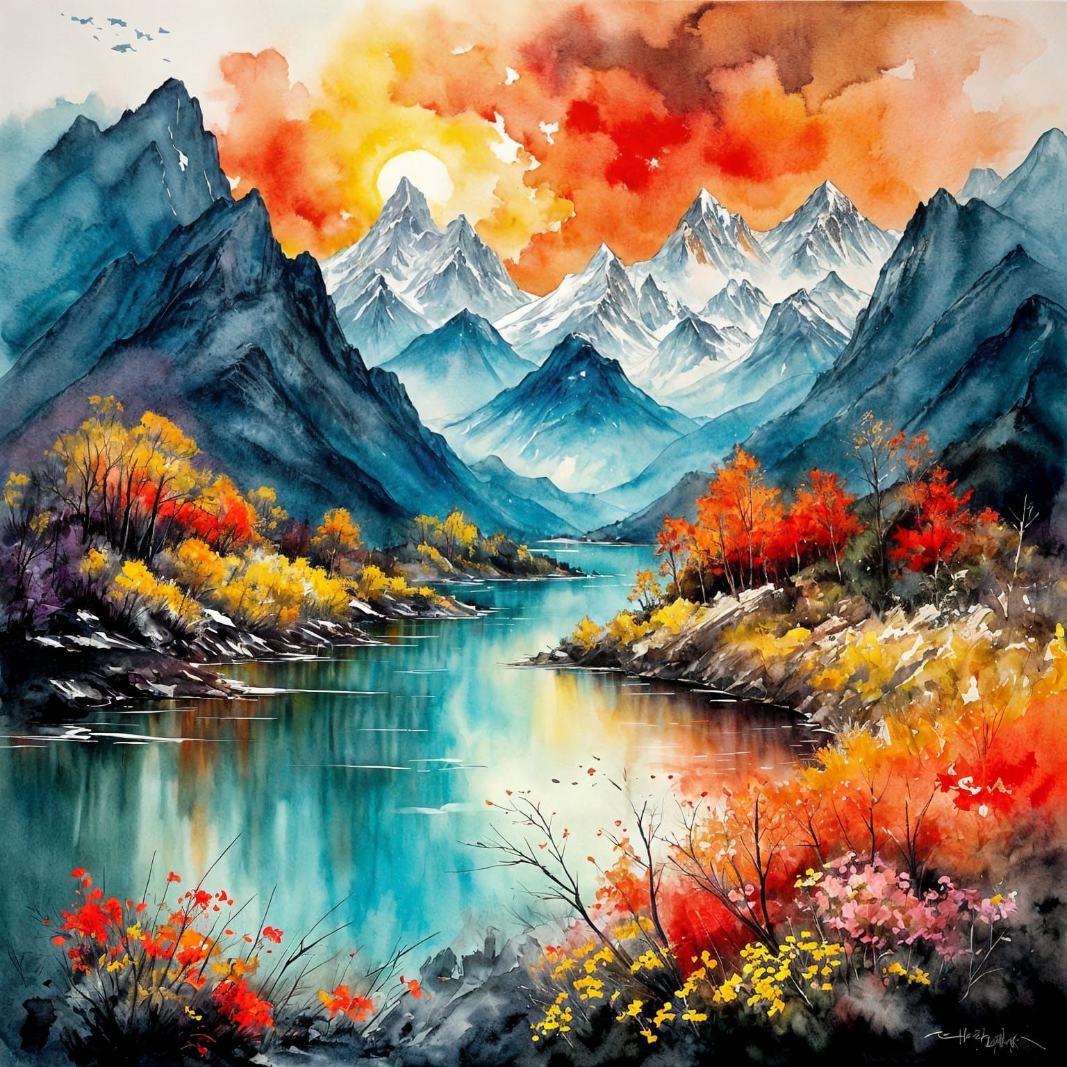 Dramatic Swiss Mountain Landscape at Sunset