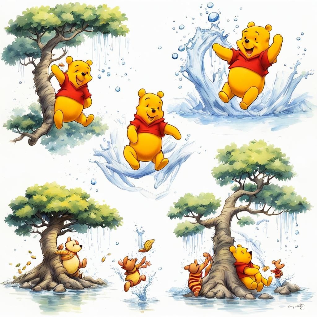 Winnie the Pooh in Fun Anime-Inspired Sketches