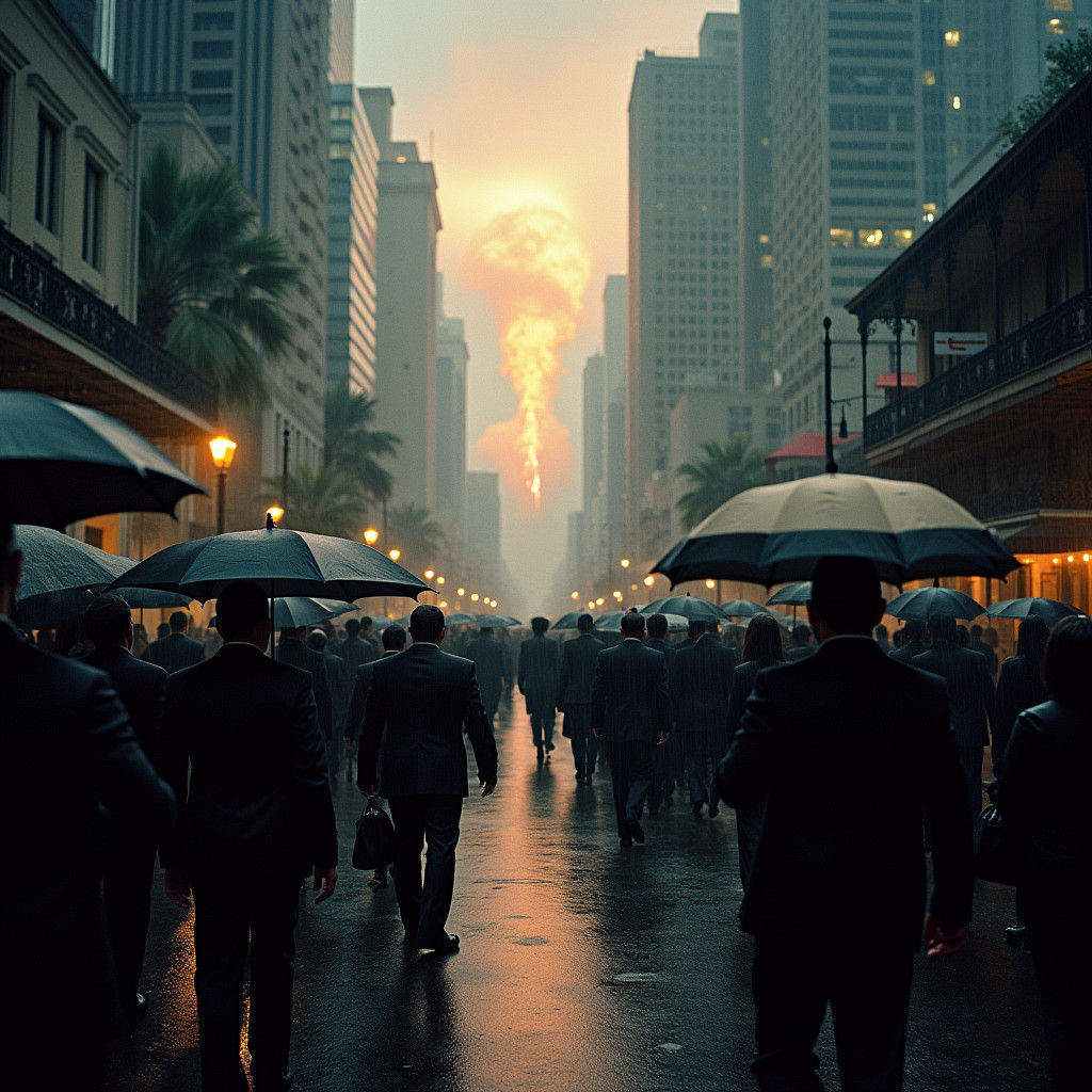 New Orleans Jazz Funeral During Apocalyptic Weather