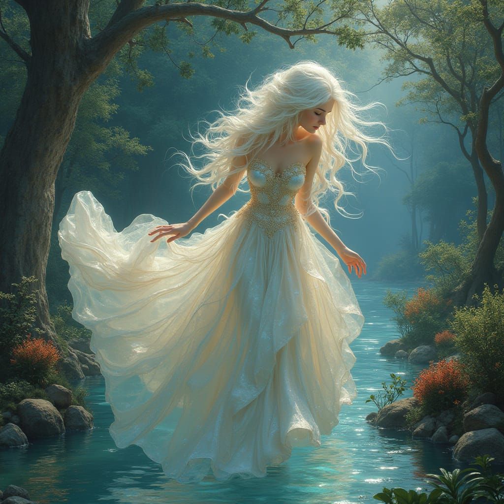 Muse in Fragrant Garden: Art Nouveau Fantasy