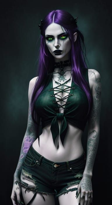 Gothic Portrait of a Young Woman in Dark Fantasy Style