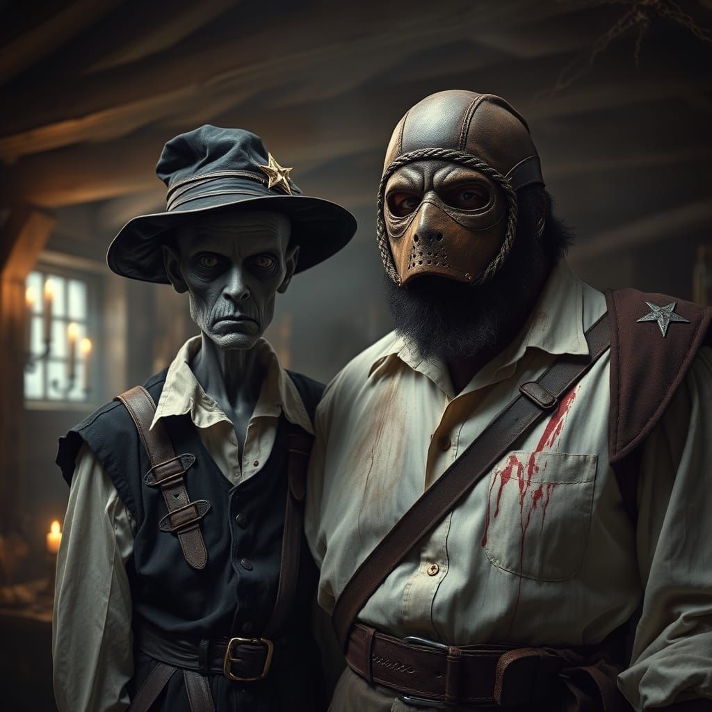 17th-Century Puritan Witch Finder in Macabre Setting