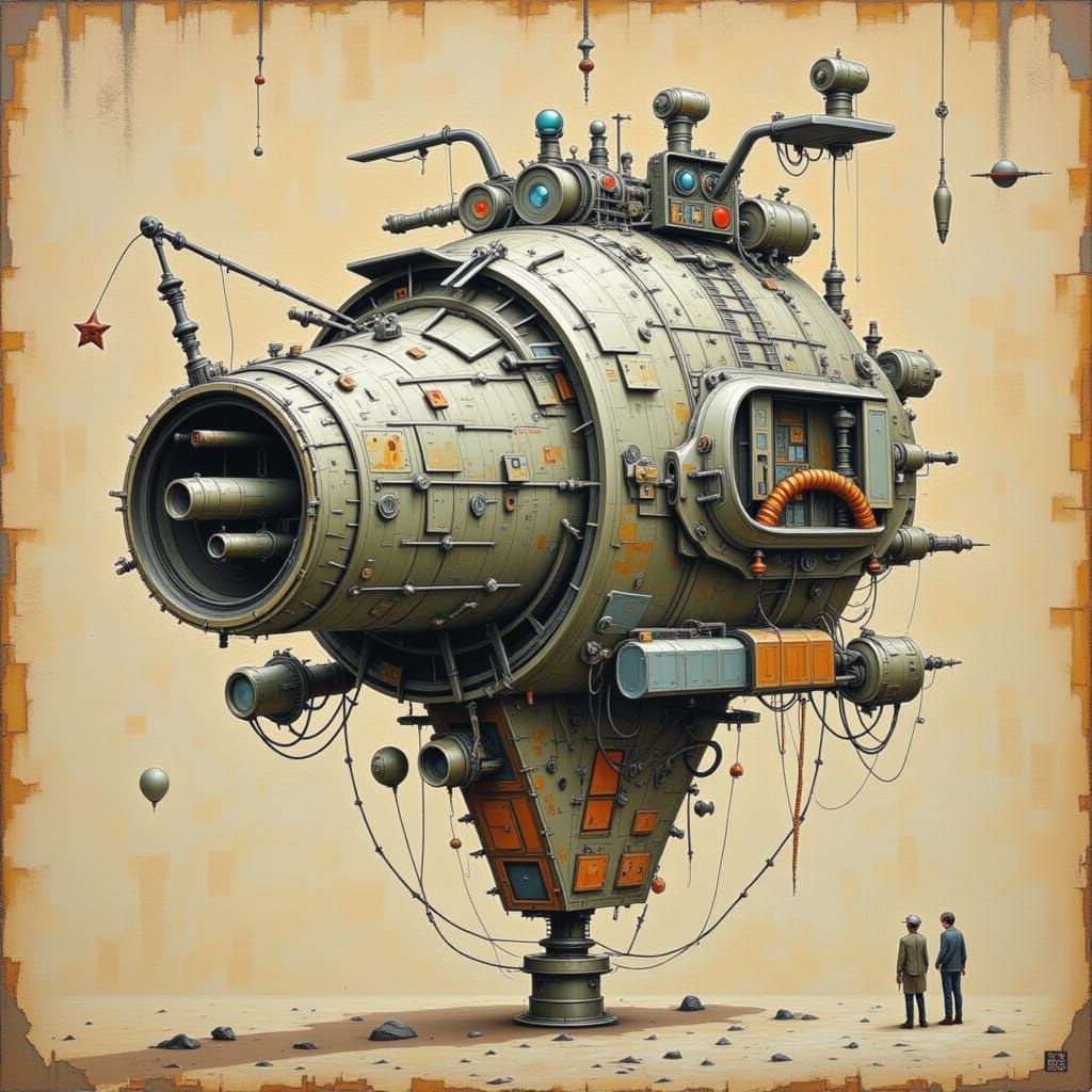 Alien Spaceship Schematic Technical Drawing