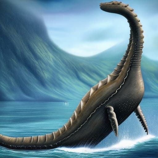 Loch Ness Monster in Scotland: Detailed Digital Painting