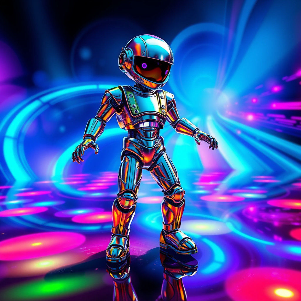 Robot Disco Dance in Futuristic Concept Art Style