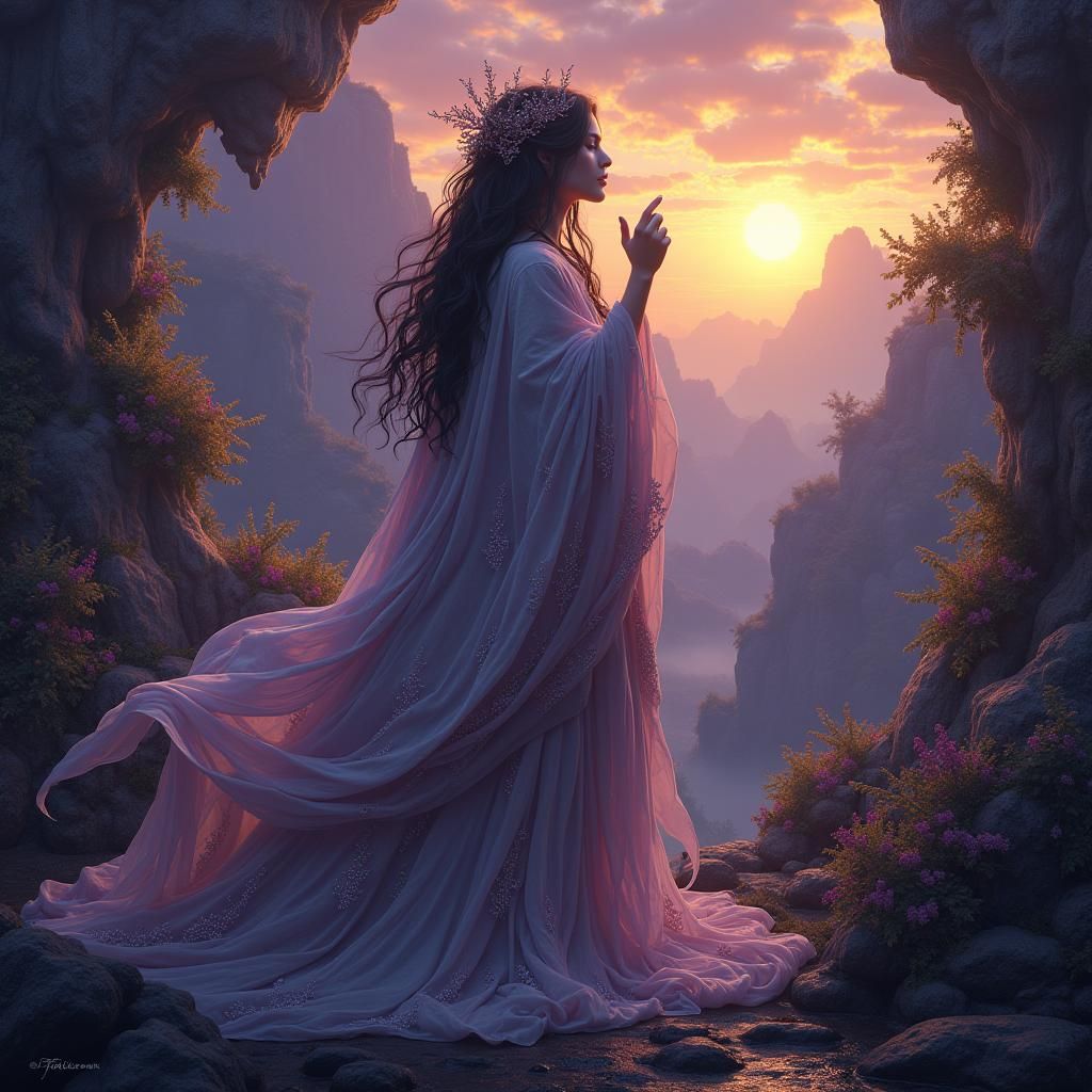 Mystical Being in Introspective Reverie: A Fantasy Art Piece