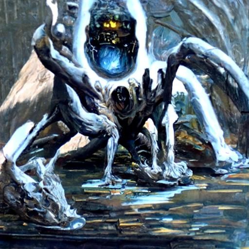 Opal Phyrexian Golem as Oil Painting
