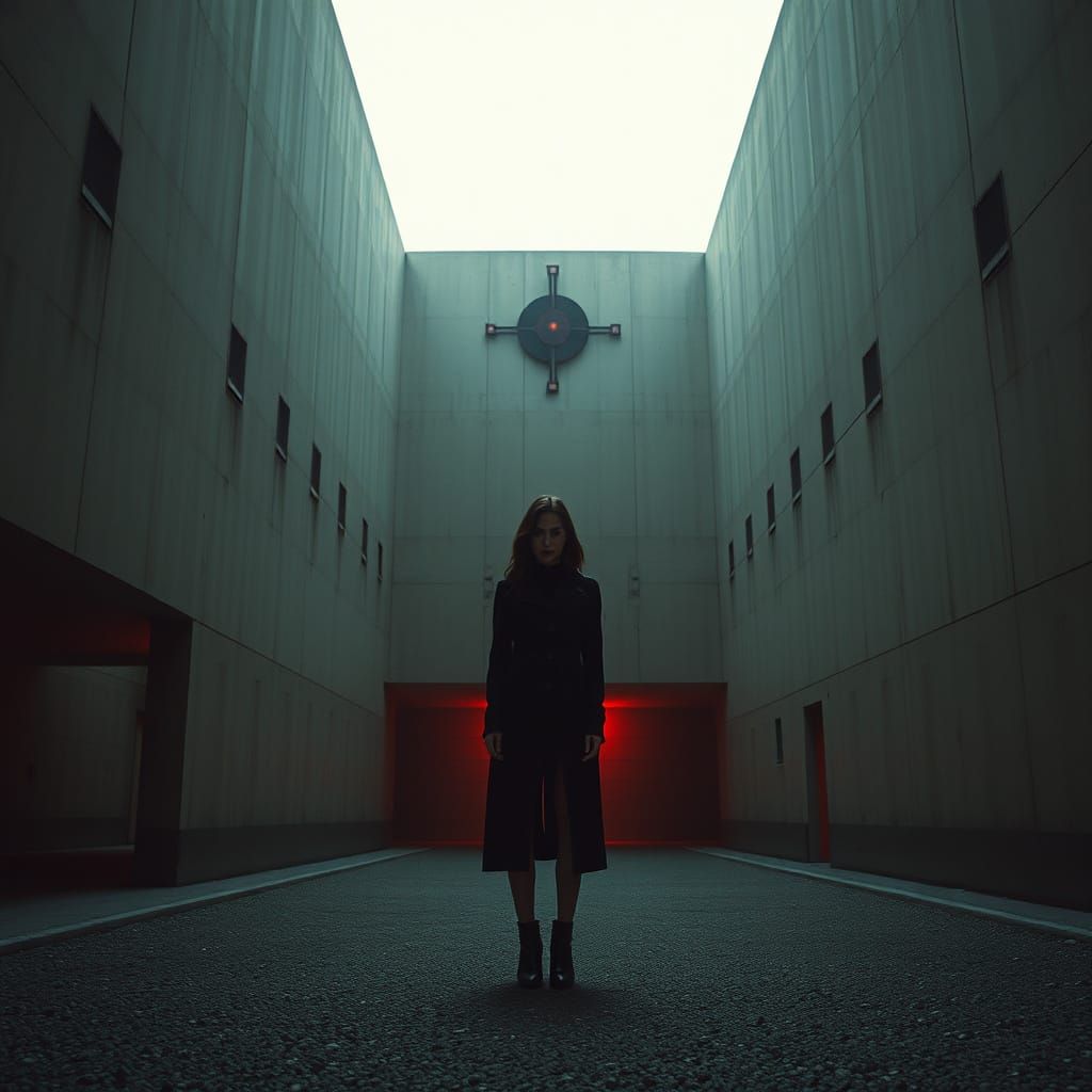 Mystical Brutalist Architecture at Dusk