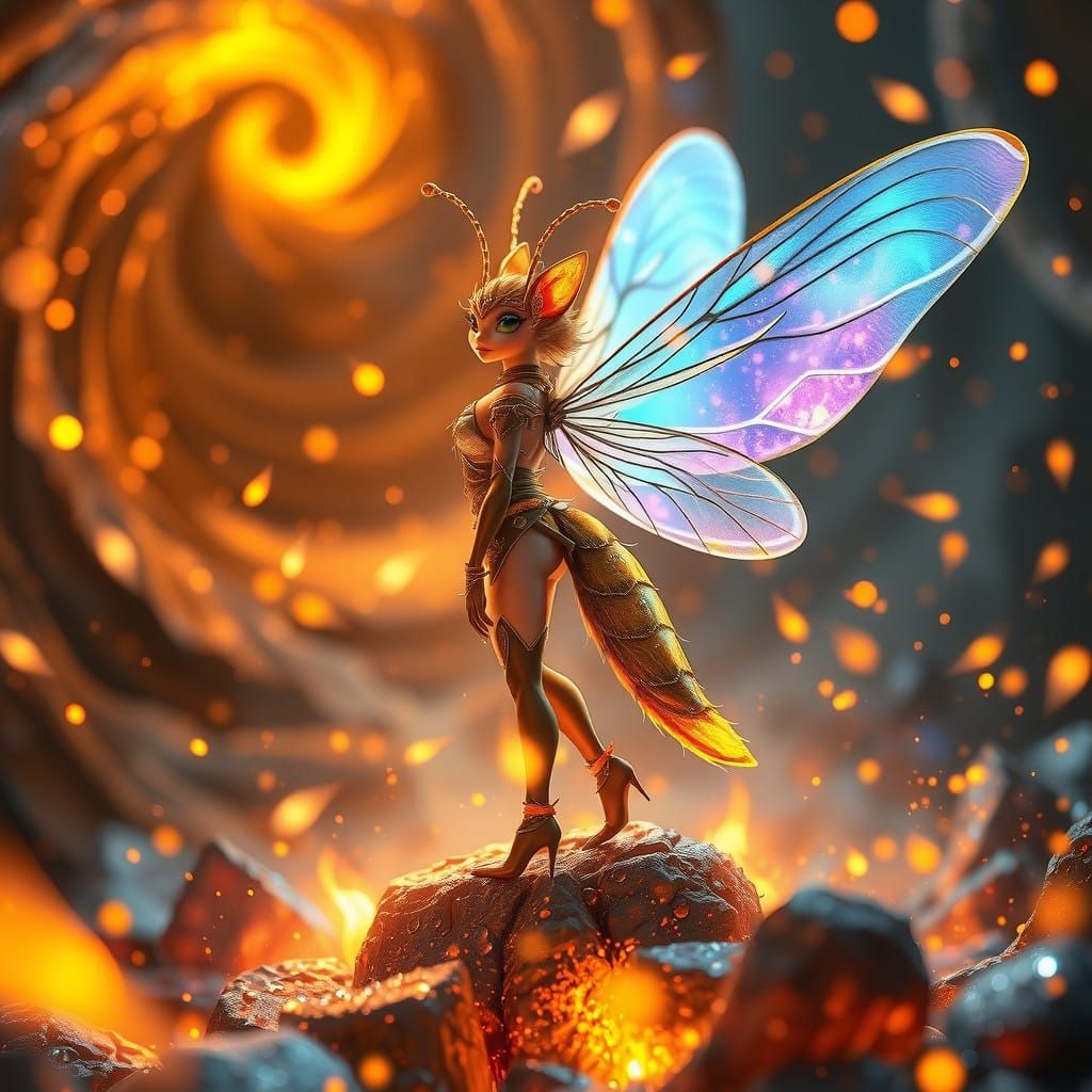 Majestic Firefly in Ethereal Vortex Digital Anime