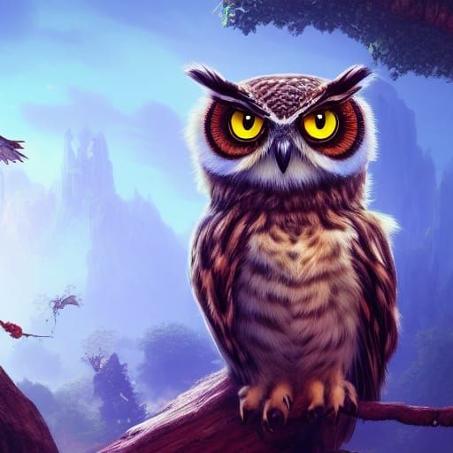 Cute Owl Cat Creature Concept Art