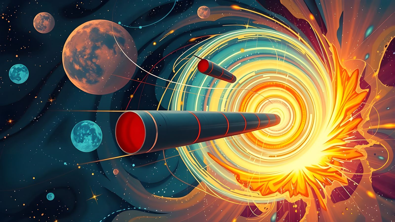 Cyberpunk Starship Plunges into Plasma Maelstrom