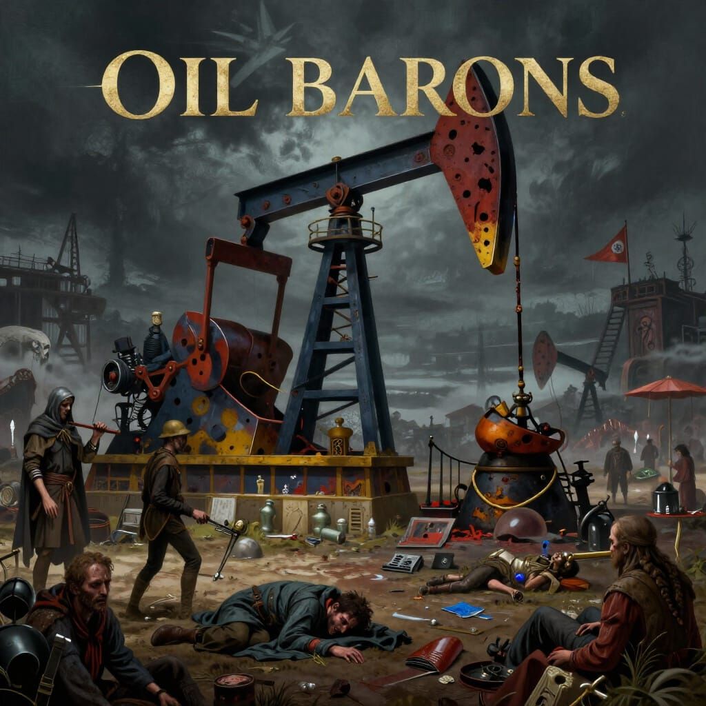 Oil Barons Dominating Oil Resources in Dark Fantasy Matte Pa...