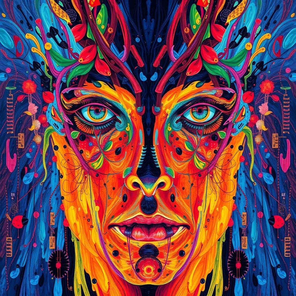 abstract art complementary colors fine det...