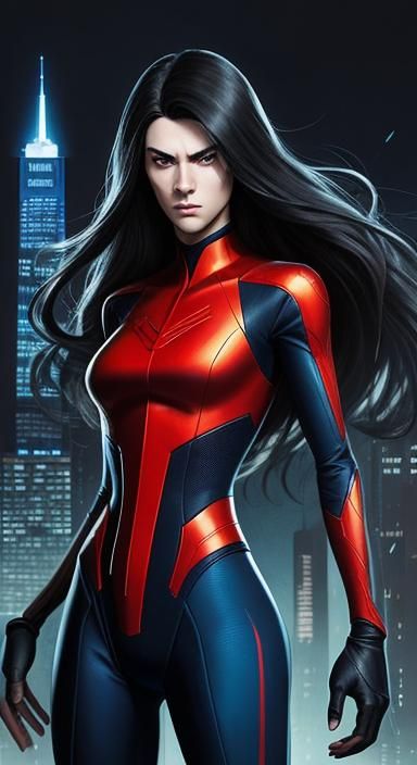 Androgynous Figure in Blue Suit, Comic Art