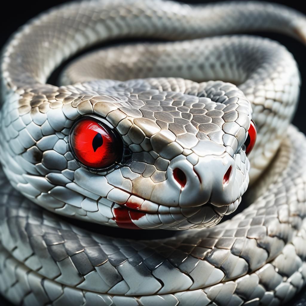 Dramatic White Snake in Film Noir Style