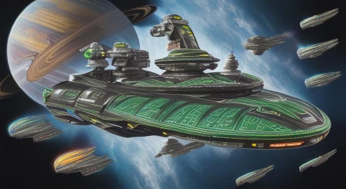 Futuristic UPA Cosmicfleet Ship Bridge with Diverse Crew