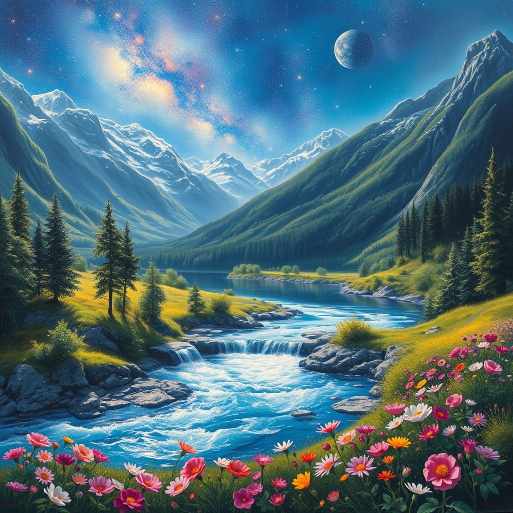 Celestial Harmony: A Lush Valley of Divine Beauty