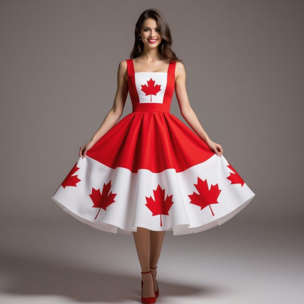 AI Woman in Canadian Dress Digital Art