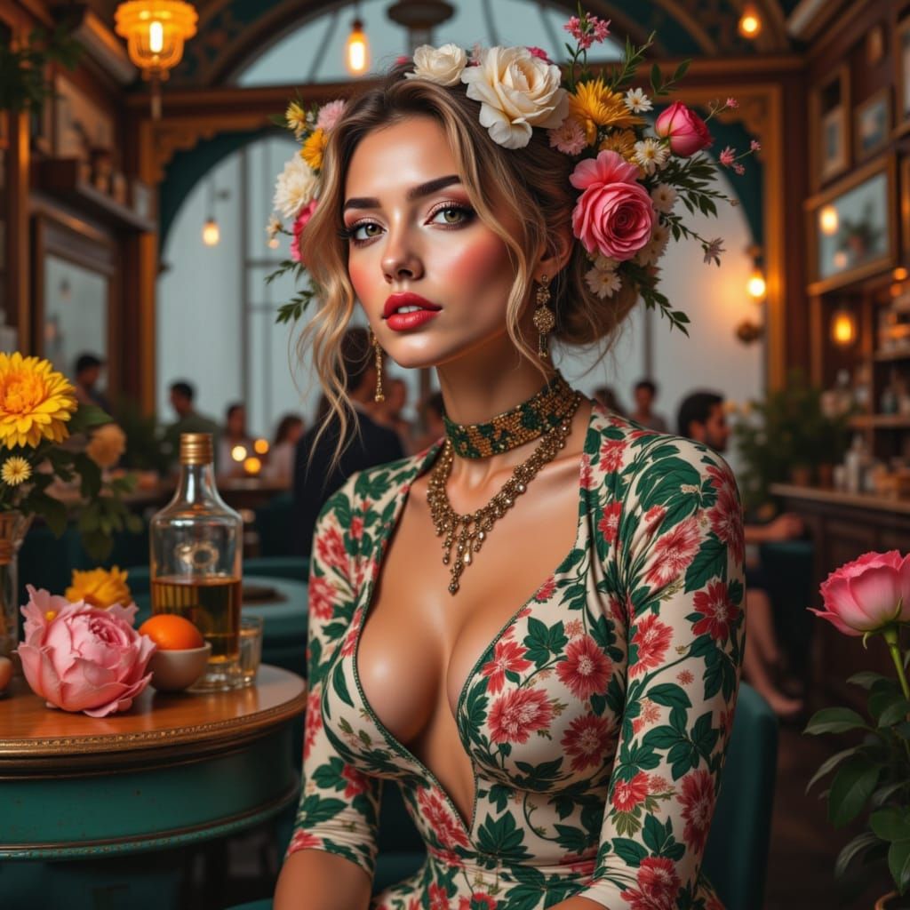 Woman with Roses: High Fashion Portrait