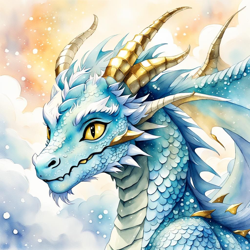 Friendly Blue Dragon in Whimsical Anime Style