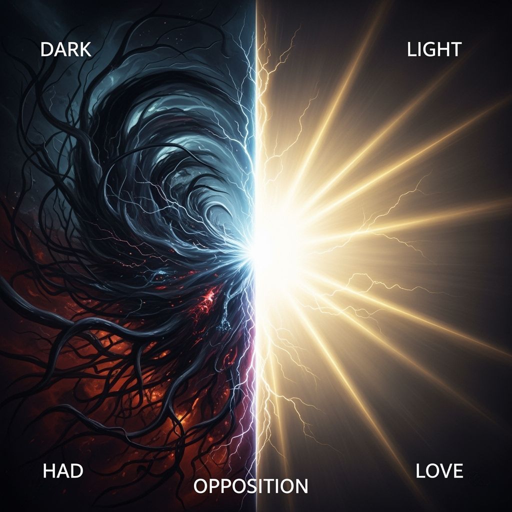 Diptych of Light and Dark Energy in Dramatic Caravaggio Styl...