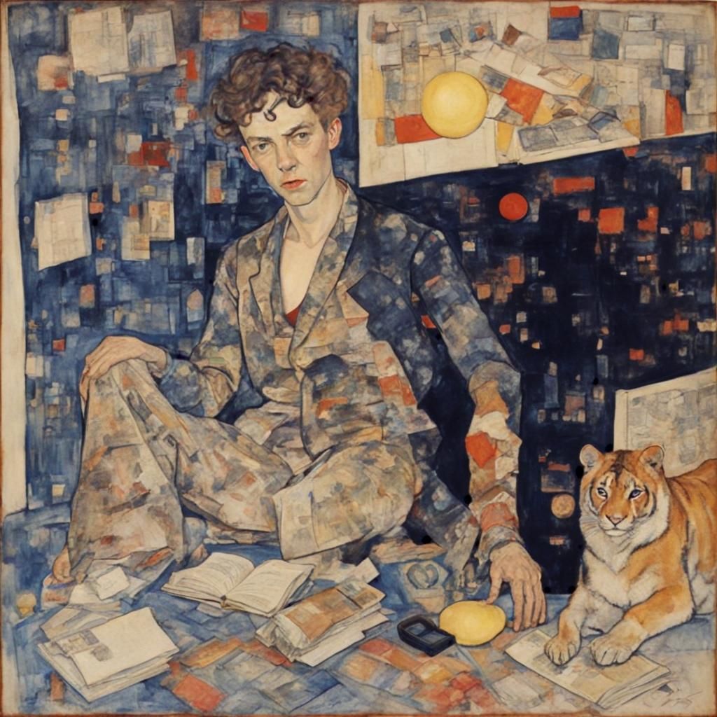 Vintage Iron and Paper Tiger, Expressionist Style