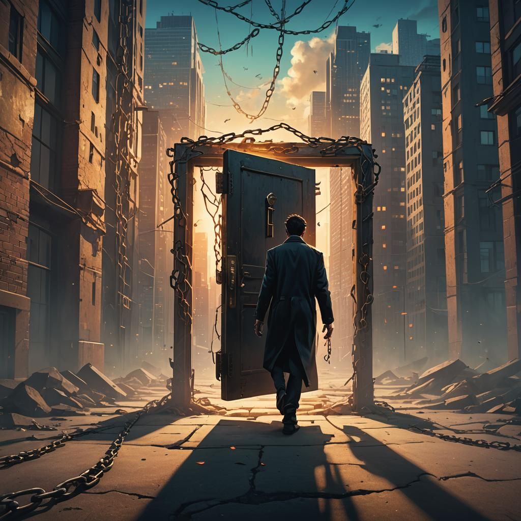 Surreal Figure Walks Away From Dark Past