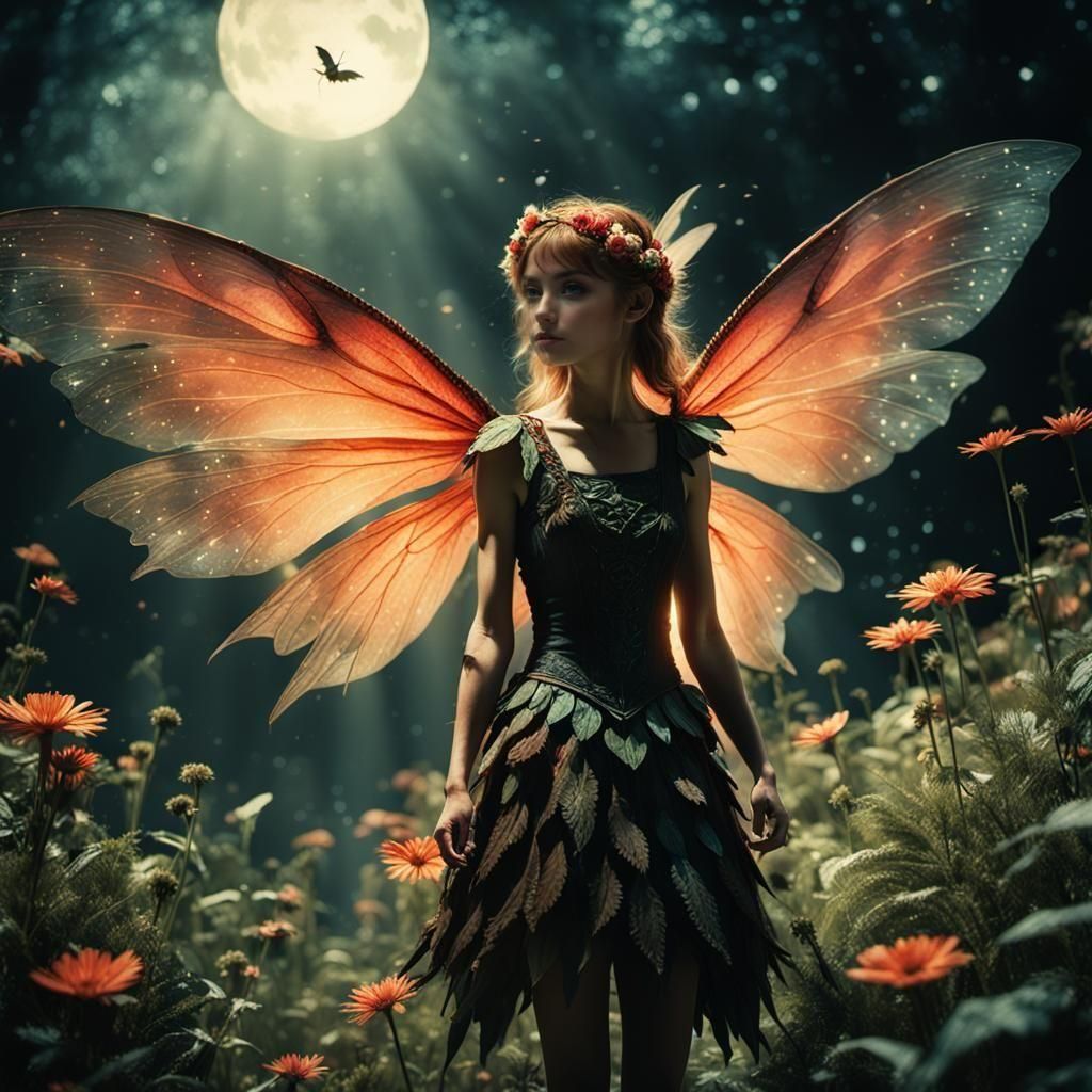 Cinematic Summer Fairy in Dark Fantasy Style