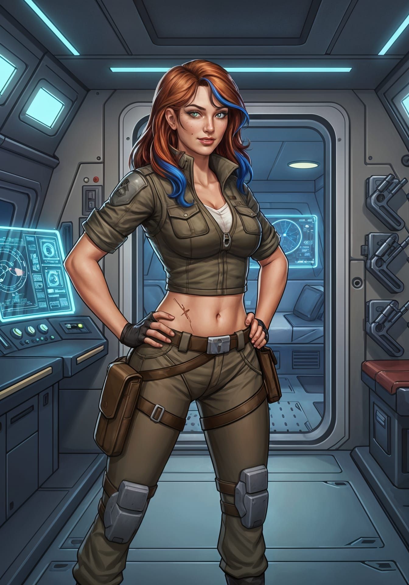 Space Opera Heroine Portrait in Retro-Futuristic Pin-Up Styl...