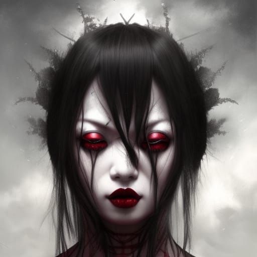 Dark Gothic Voodoo Priestess in Dungeon, by Rutkowski