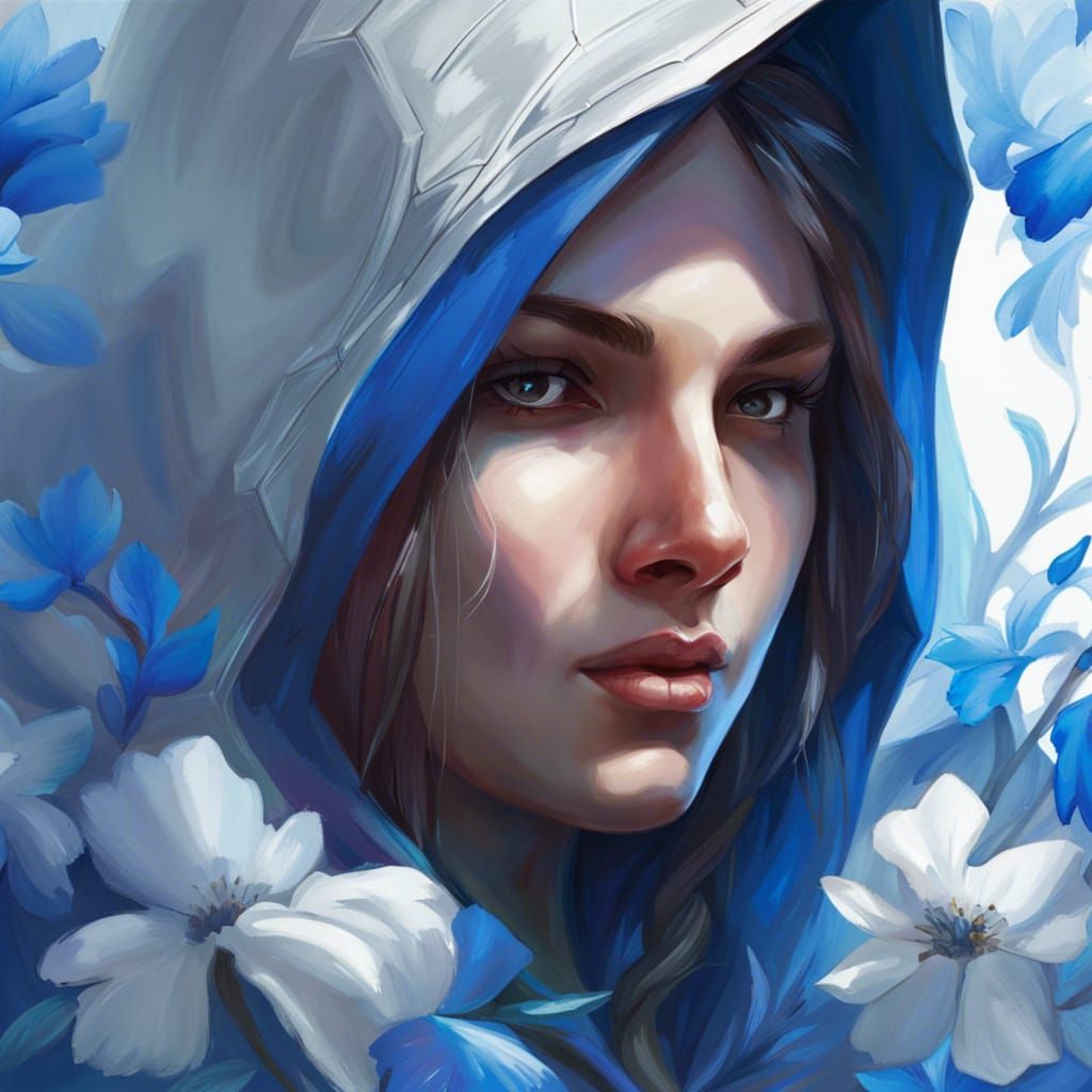 Hyperrealistic Portrait of Assassin with Flowers