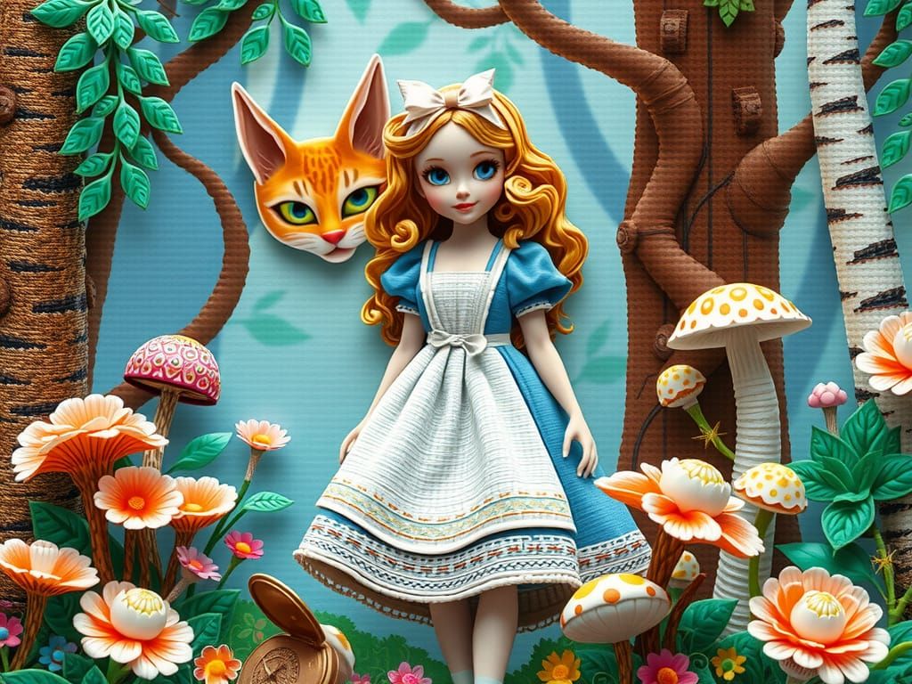 Alice in Wonderland Cross-Stitch and Quilling Art